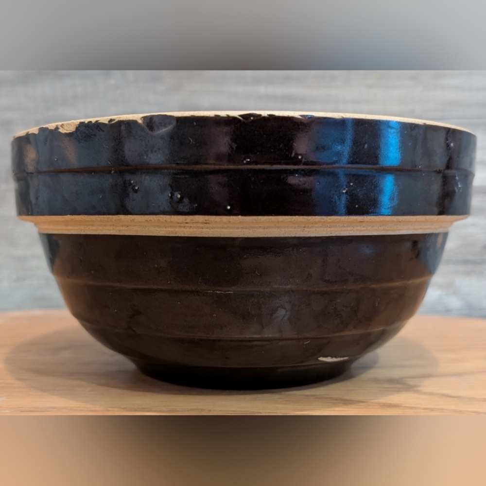 Antique Stoneware 8" Mixing Bowl-Made in USA